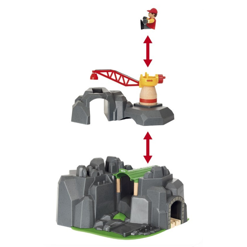 Set BRIO Plateforme Grue Et Tunnels 33889 – Jeu De Construction Chemin De Fer
